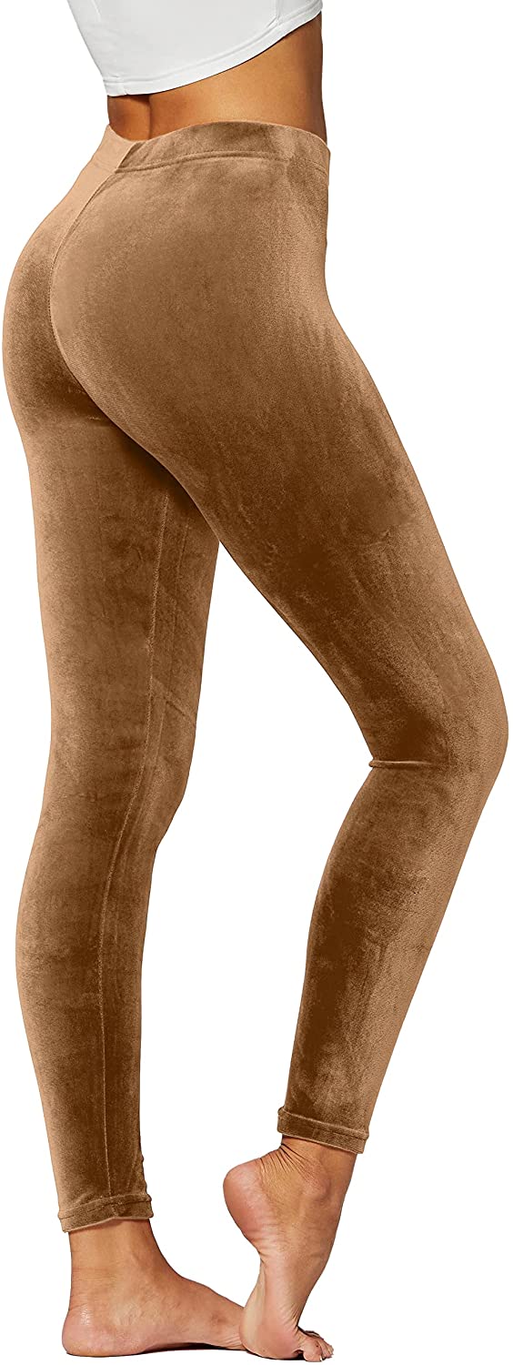 Conceited Velour Velvet Leggings for Women, Black, Medium