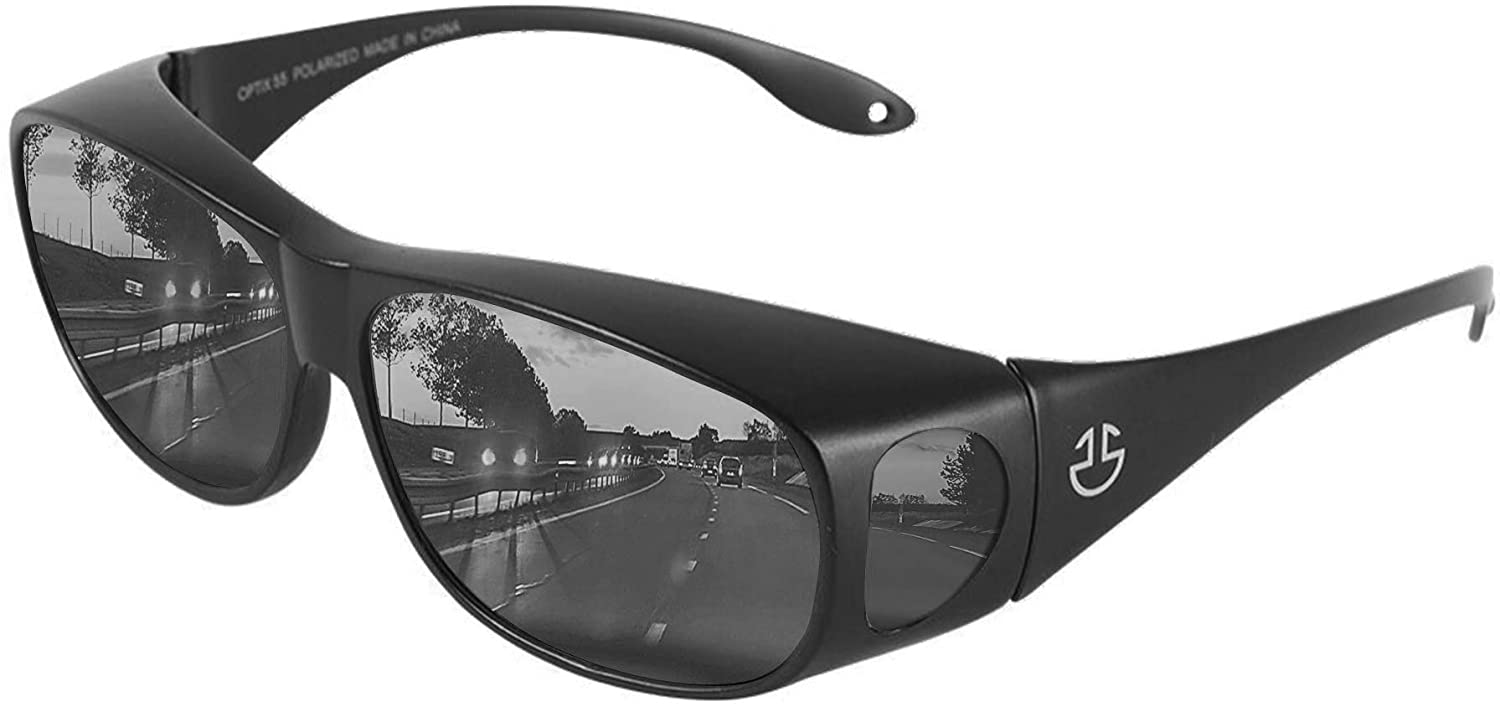 Optix 55 Fit Over HD Day/Night Driving Glasses Wraparound Sunglasses for Men,  Wo