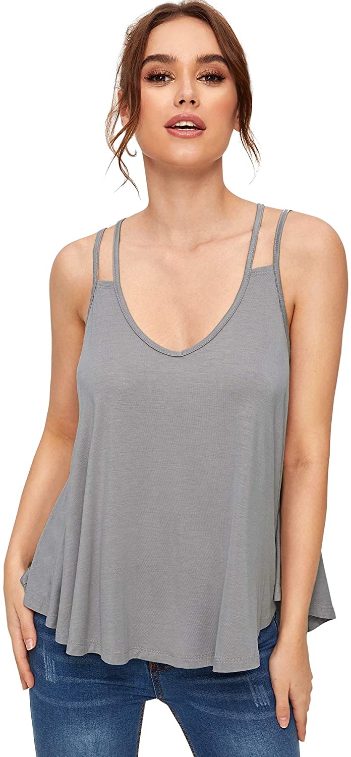 MakeMeChic Women's Loose V Neck Cami Tank Tops Casual Sleeveless Shirt