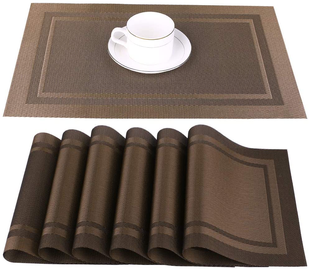 Heat-Resistant Placemats Stain Resistant Anti-Skid Washable PV Artand Placemats 