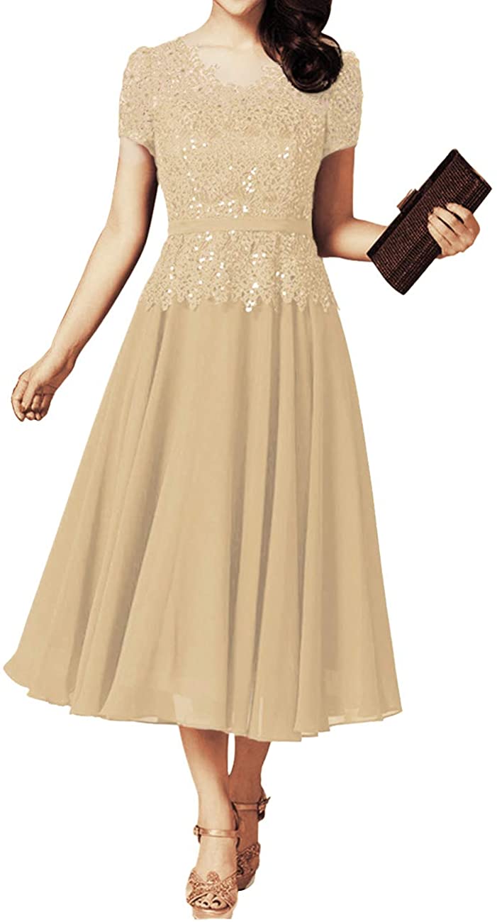 Brown Mother of the Bride Dresses Tea Length