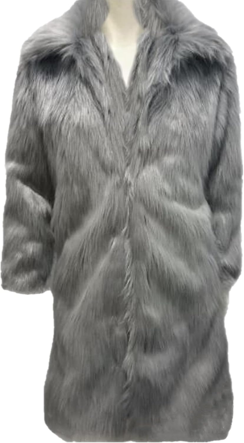 Colf Men's Thick Warm Long Sleeve Faux Fur Coat Jacket Outwear