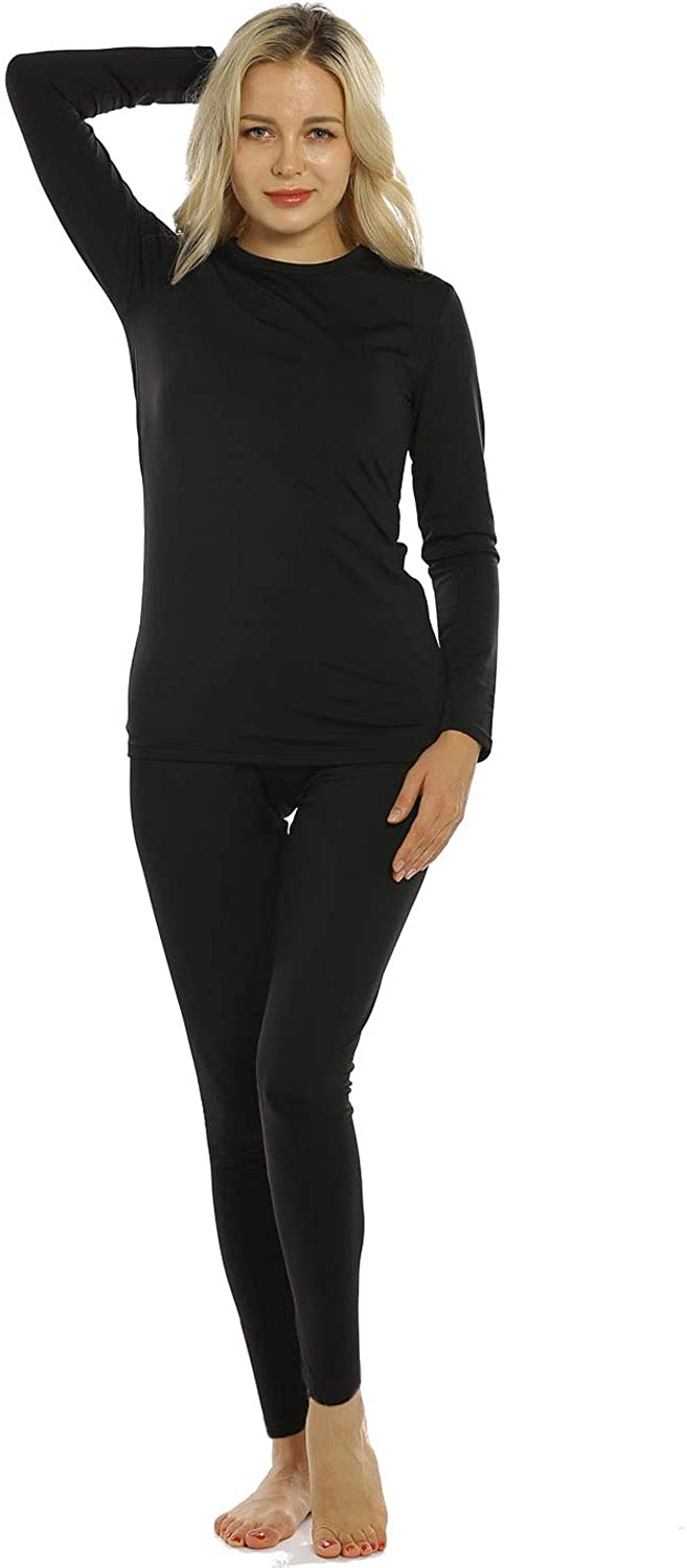 Womens Thermal Underwear Set Long Johns with Fleece Lined Ultra Soft ...