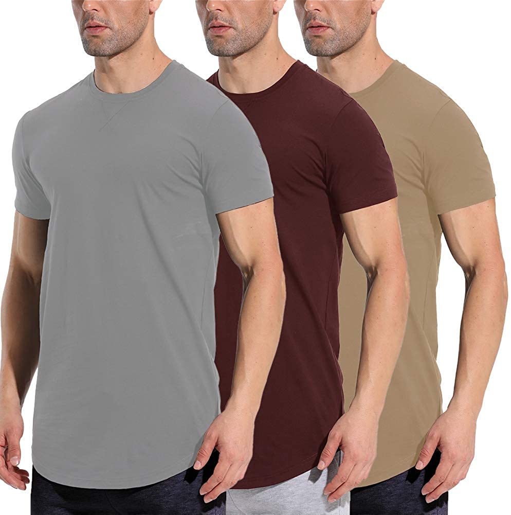 LETAOTAO Mens Workout Shirts Hipster Slim Fit T-Shirts Longline Drop Cut  Gym Mus | eBay
