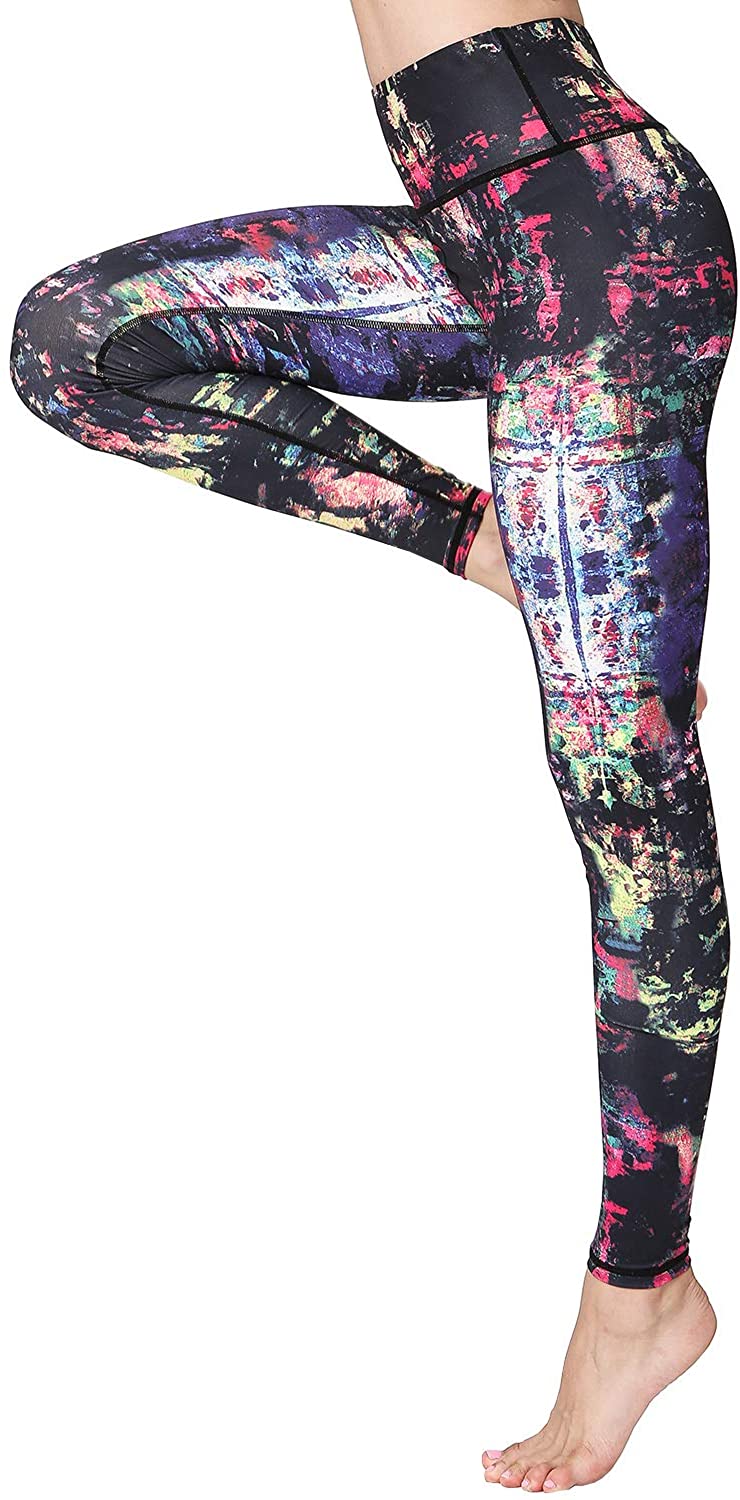 Witkey Printed Extra Long Women Yoga Leggings High Waist Tummy Control Over  The