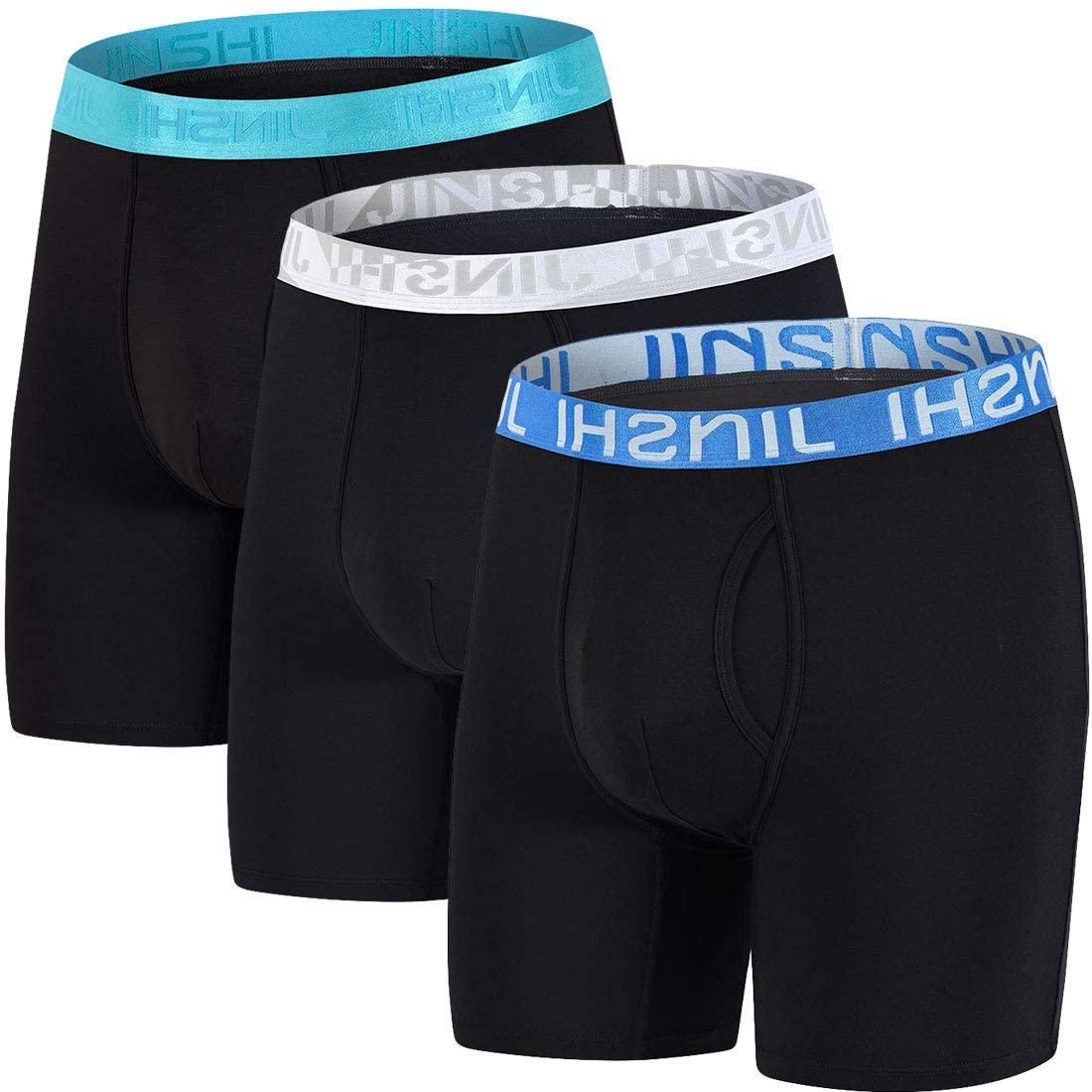 JINSHI Bamboo Underwear Long Boxer Briefs for Mens