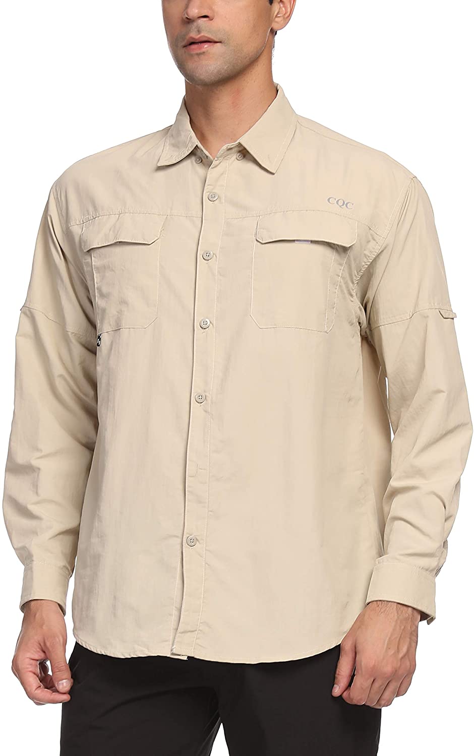 CQC Men's UPF 50+ Long Sleeve Hiking Shirt - Quick Dry Outdoor Shirts ...