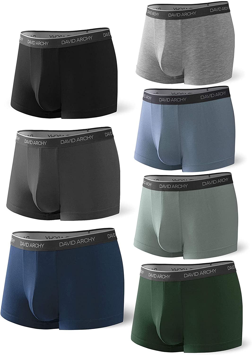 DAVID ARCHY Men's Underwear Breathable Boxer Briefs Bamboo Rayon