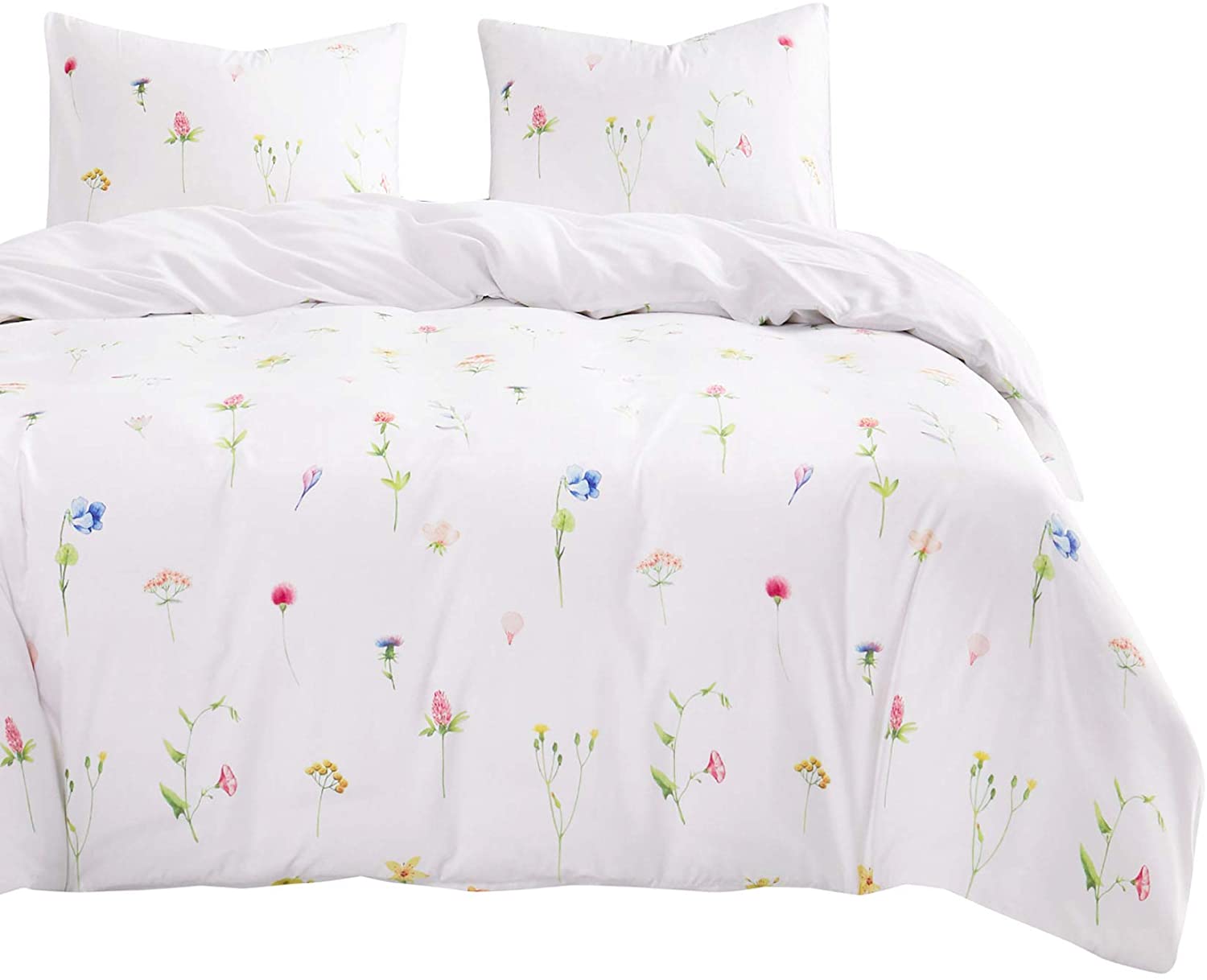 Wake In Cloud - Floral Comforter Set, Tiny Flowers Leaves Botanical Plant  Patter