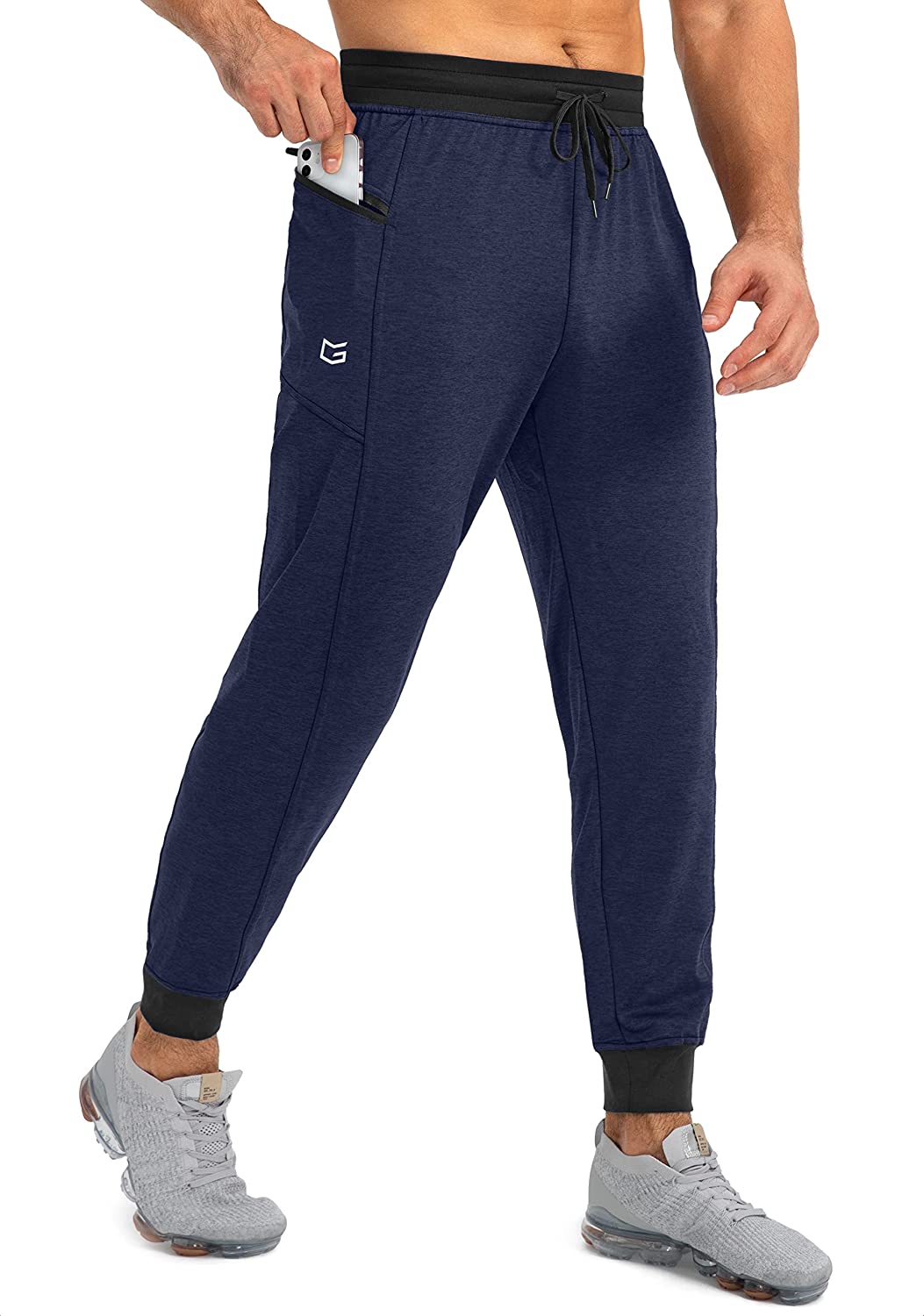 G Gradual Men's Jogger Pants with Zipper Pockets Slim Joggers for