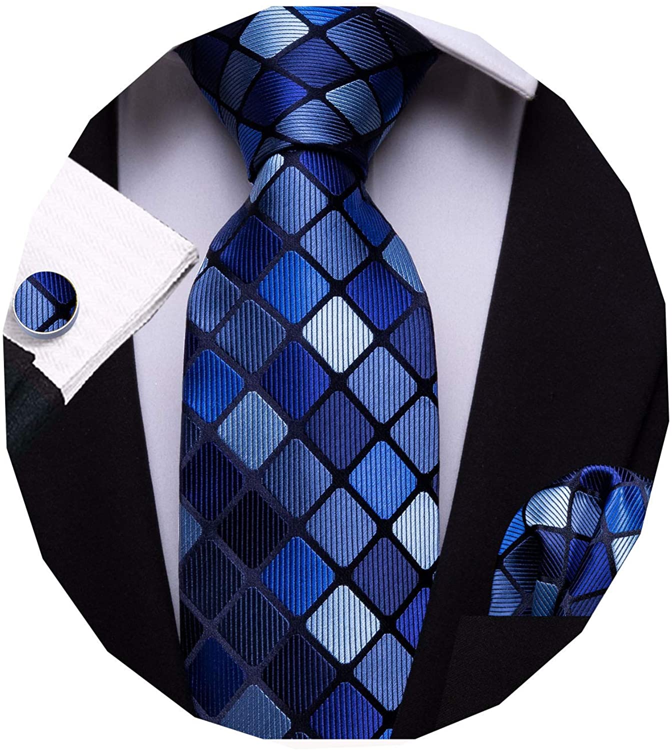 Barry.Wang Mens Plaid Check Silk Necktie Formal Business Wedding Luxury Ties  and | eBay