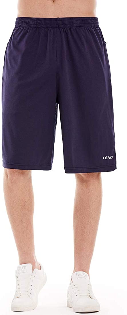 LEAO Men's Basketball Shorts with Zipper Pockets Quick Dry Loose-fit Sports Workout Running Shorts 