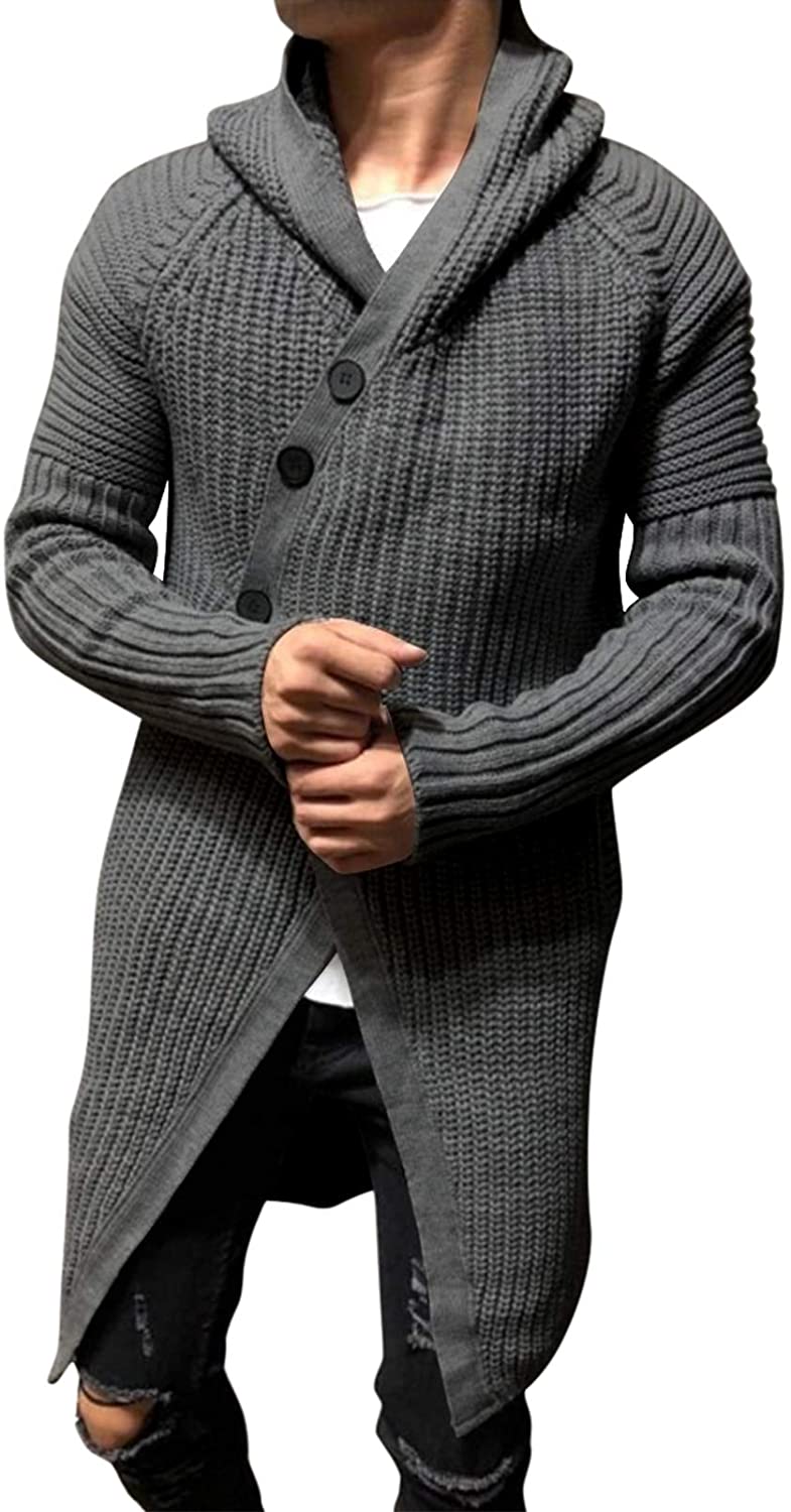 dilemma Kritiek planter Esobo Mens Cardigan Sweater Hood Button Closure Long Sleeve Knit Slim Fit  Fashio | eBay