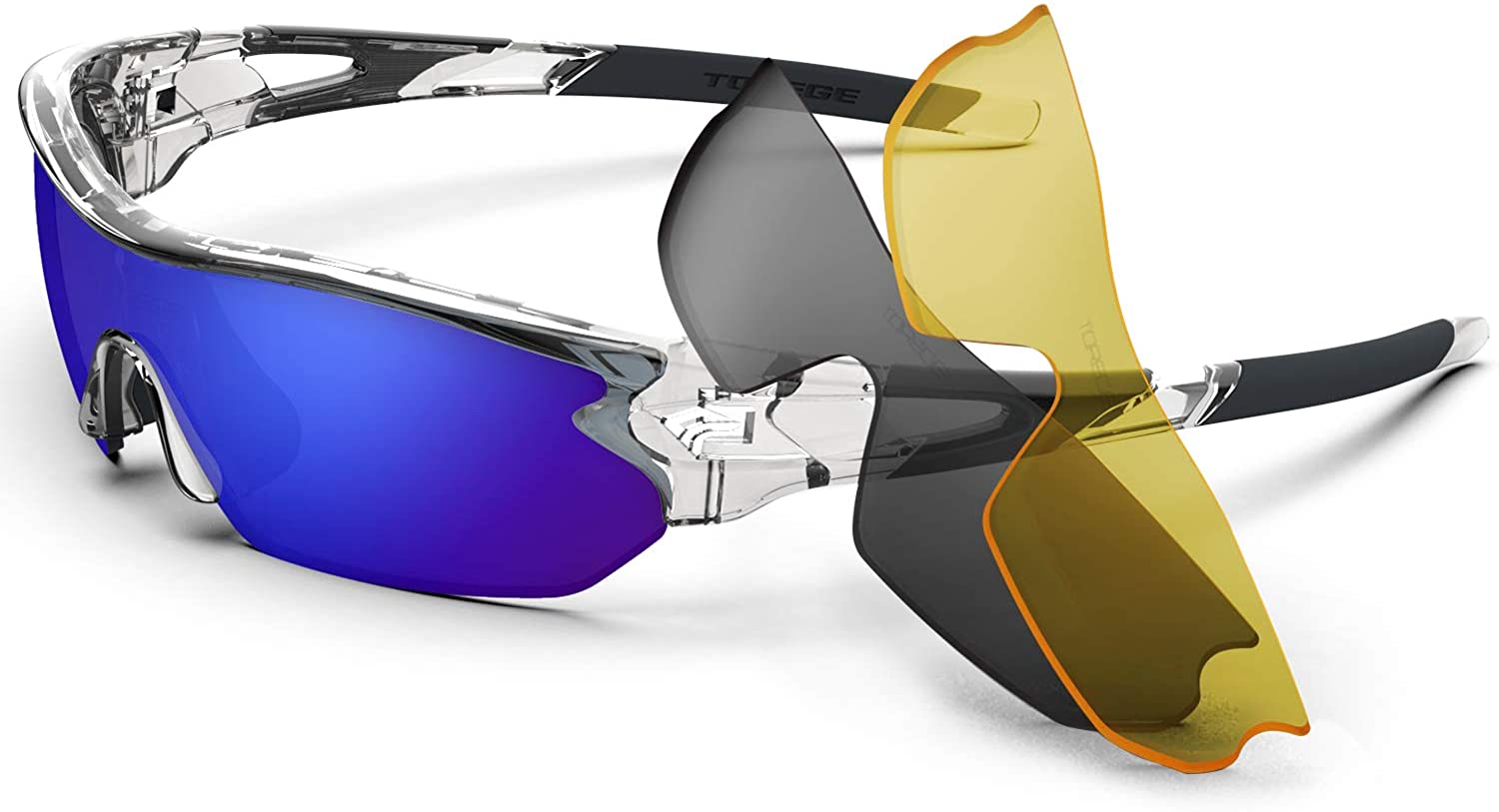 White&Black) - TOREGE Polarised Sports Sunglasses with 3