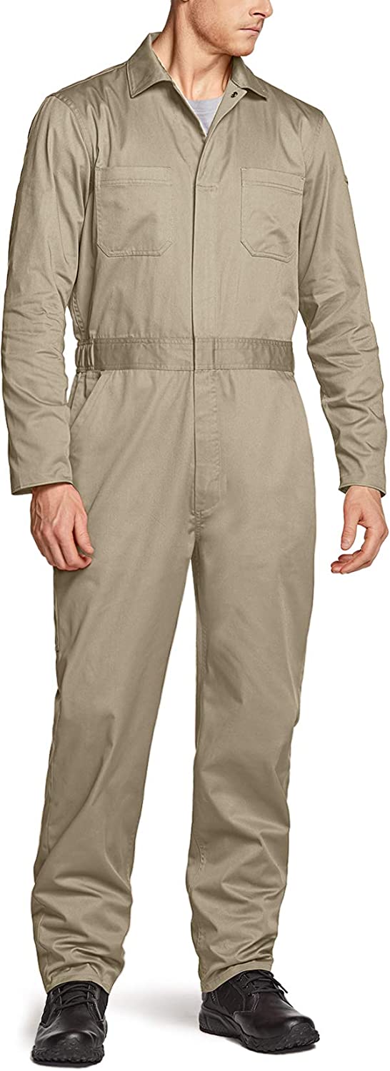CQR Men's Long Sleeve Zip-Front Coverall Action Back Jumpsuit with Multi Pockets Twill Stain & Wrinkle Resistant Work Coverall 