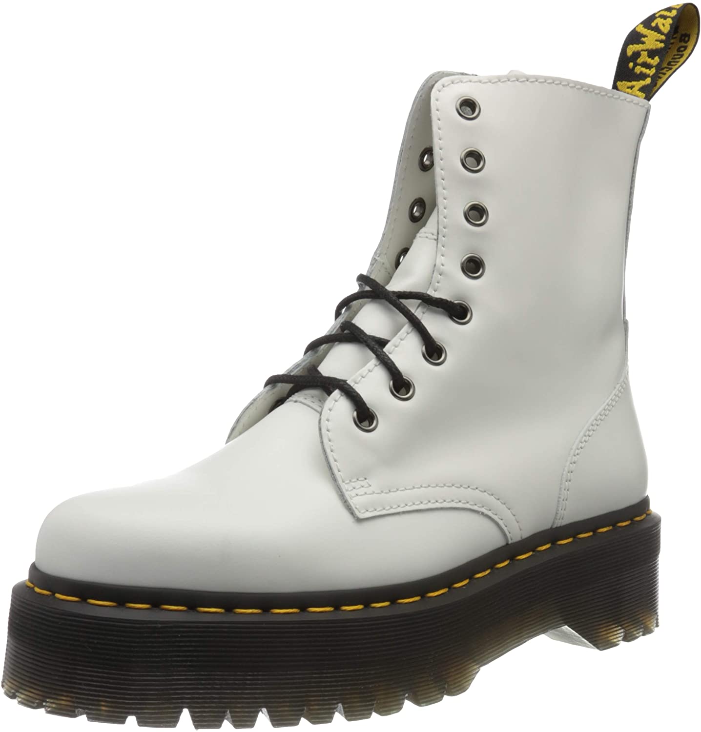 Dr. Martens, Jadon 8-Eye Leather Platform Boot for Men and Women, White  Polished