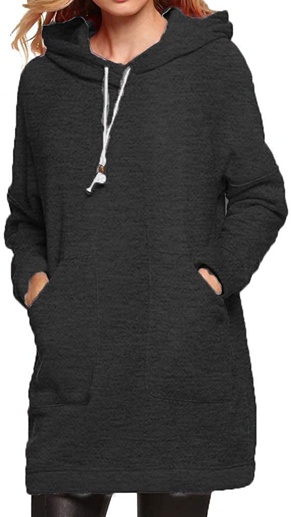 Qearl Women Autumn Loose Warm Pocket Pullover Hoodie Tunic Sweatshirt