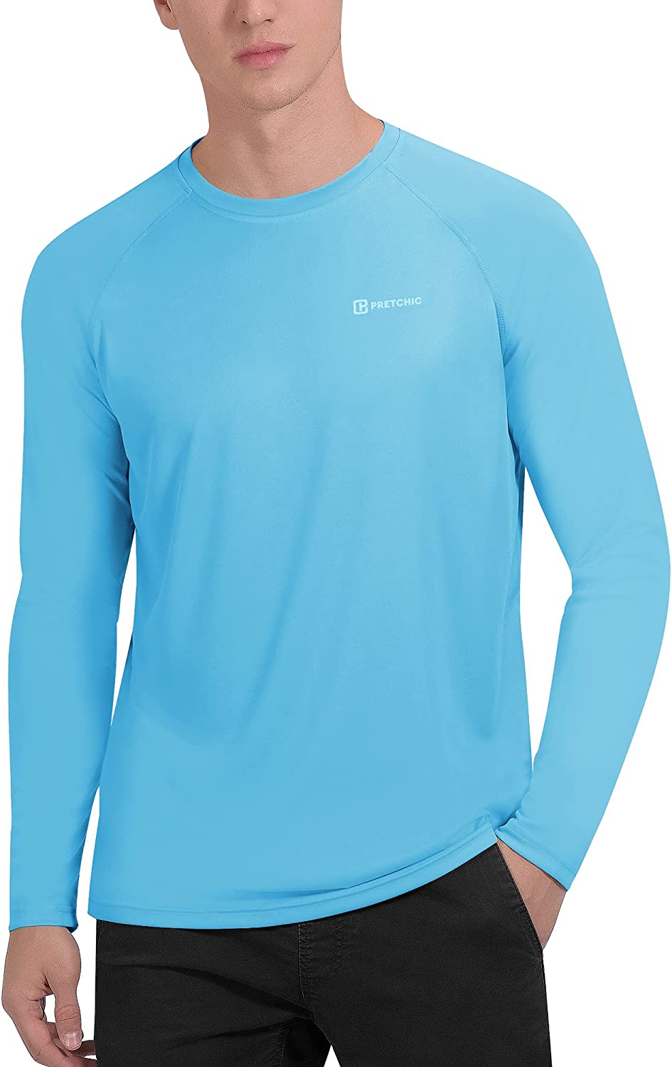 PRETCHIC Men's UPF 50+ UV Sun Protection Performance Long Sleeve Outdoor T  Shirt