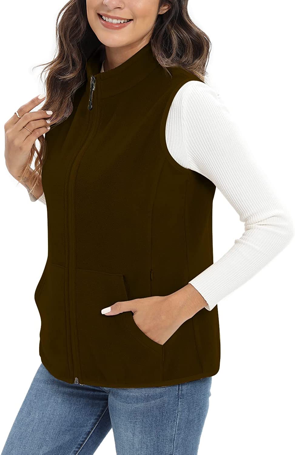  Xeoxarel Women's Soft Fleece Vest, Lightweight Sleeveless  Classic Fit Outerwear with Zip Up 6 Pockets Casual Black XS : Clothing,  Shoes & Jewelry