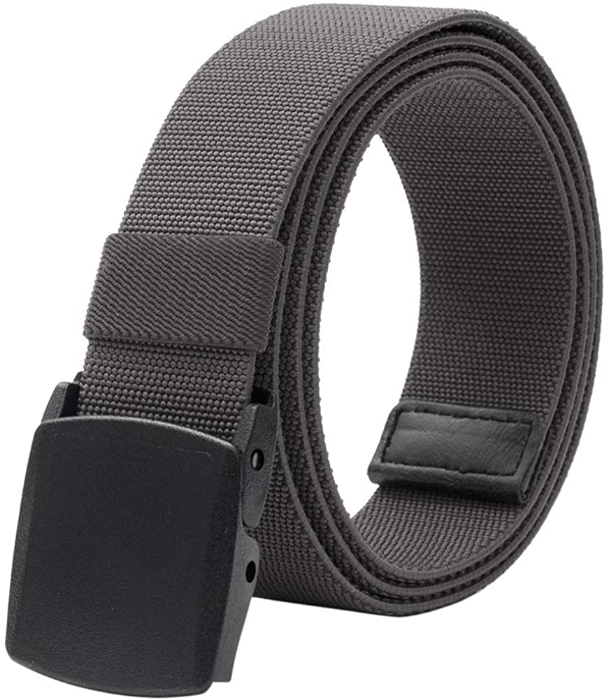 Men's Elastic Stretch Belts for Men with No Metal Plastic Buckle for Work Sports