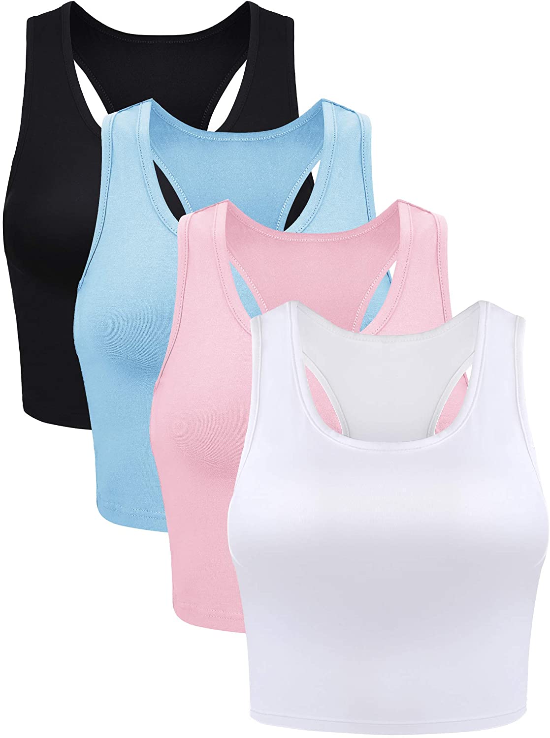 4 Pieces Women's Crop Tops Cotton Basic Tank Tops Racerback Sleeveless  Sports Workout Crop Tank Tops, Black,white,dark Grey,olive, Small :  : Clothing, Shoes & Accessories