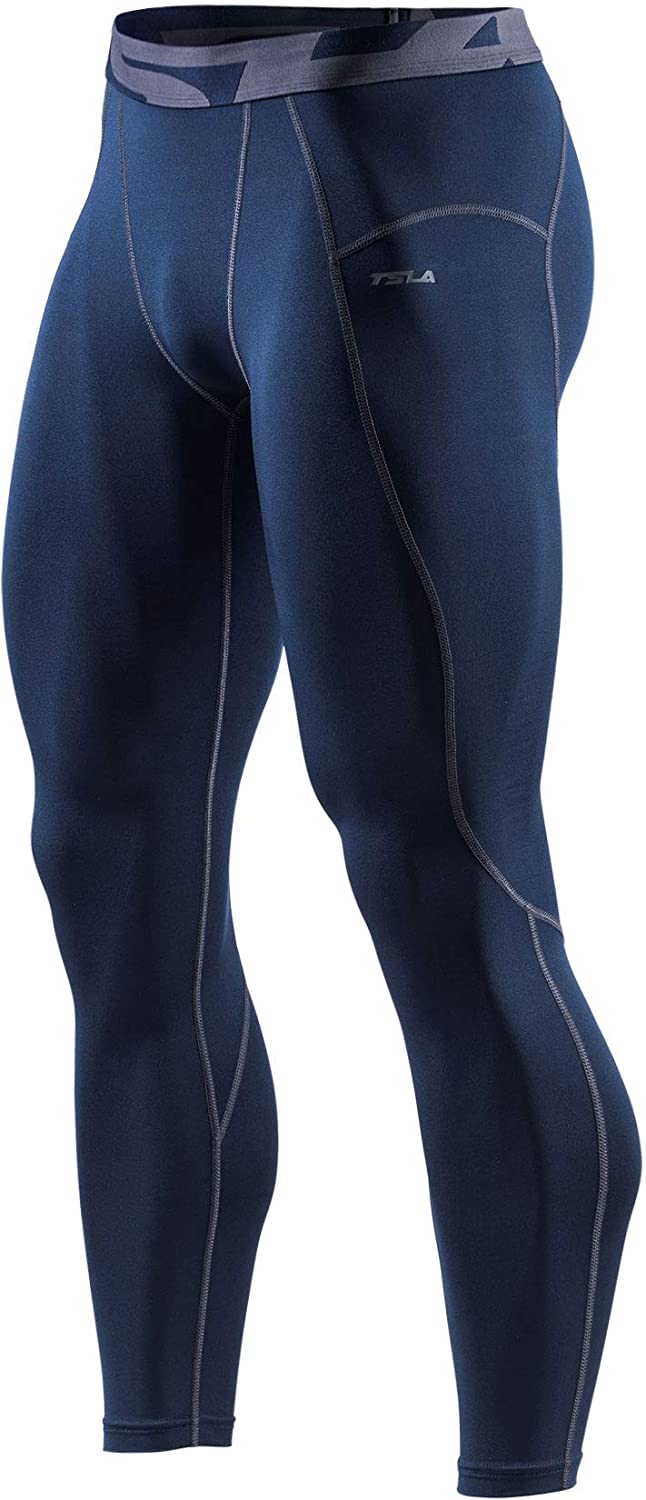 TSLA 1, 2 or 3 Pack Men's Compression Pants, Cool Dry Athletic