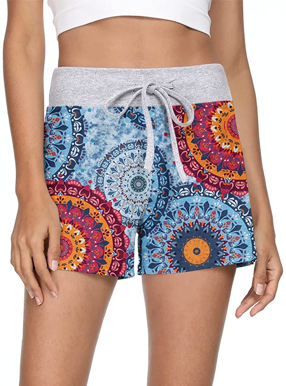 CATHY Women's Casual Summer Beach Shorts Lightweight Loose Comfy Pajama Shorts Elastic Waist Drawstring Short Pants
