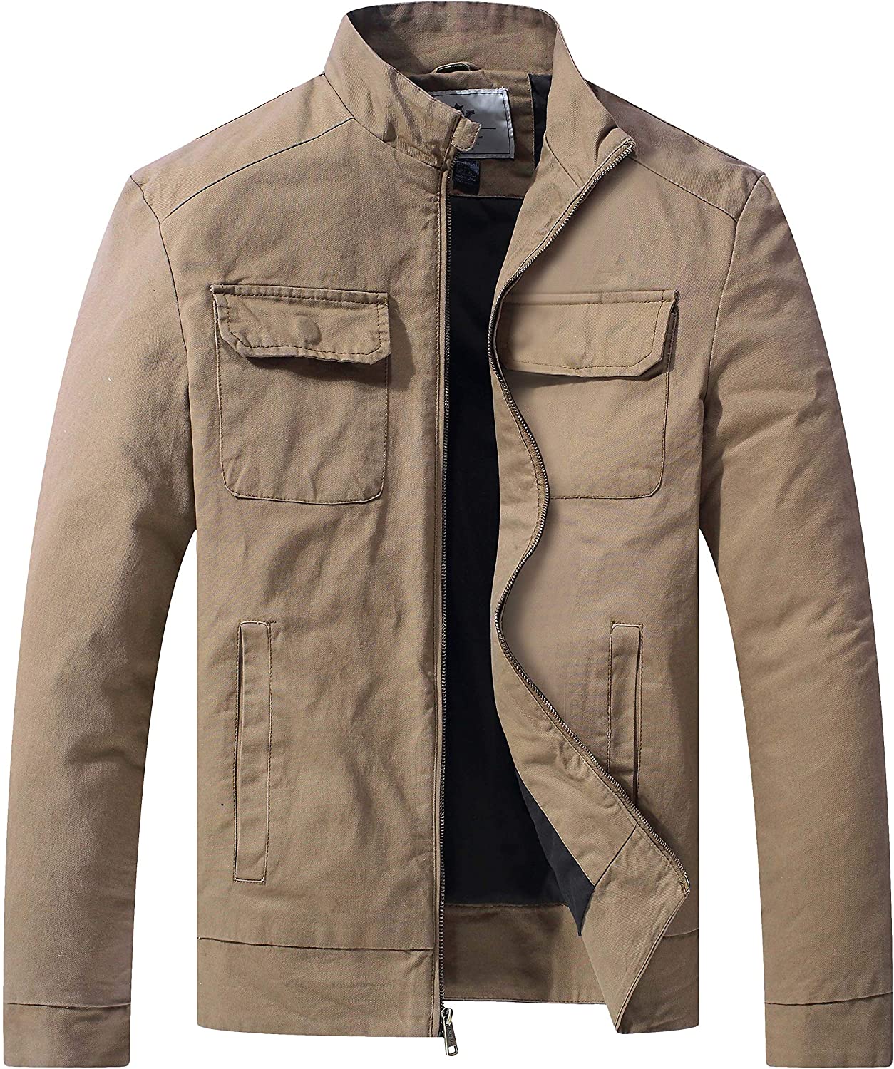 WenVen Men's Cotton Canvas Lightweight Casual Military Jacket | eBay