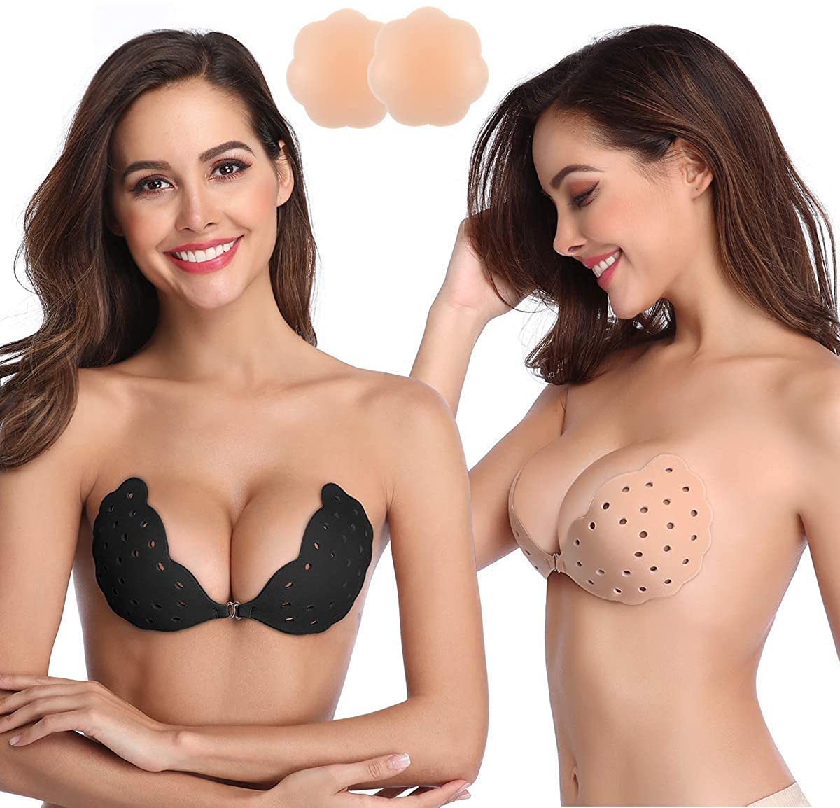 Niidor Sticky Bra Breathable Strapless Bra Adhesive Push Up Backless Bras for Women