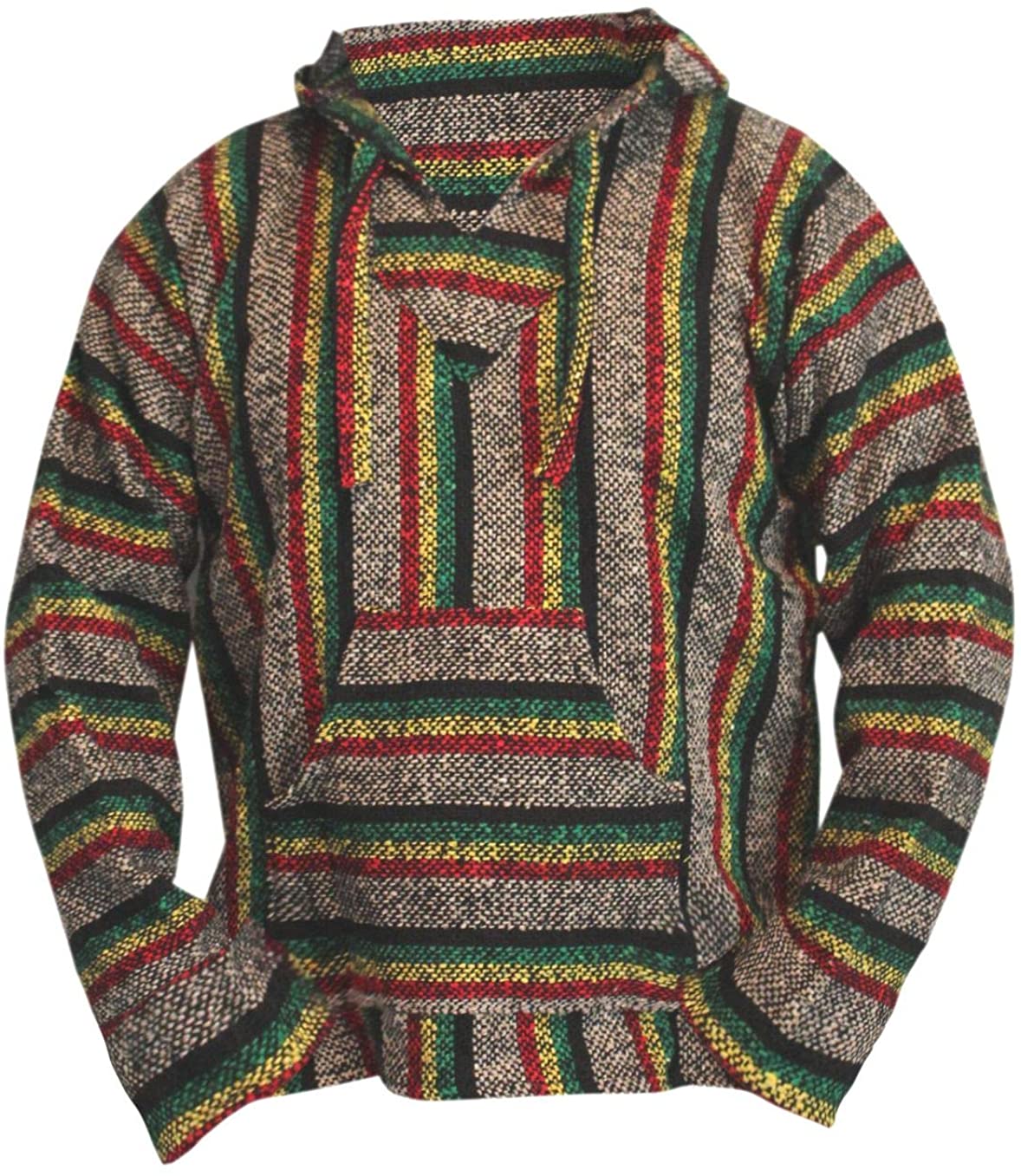 Del Mex Mexican Baja Hoodie Hippie Surf Poncho Sweater Sweatshirt Pullover Jerga 