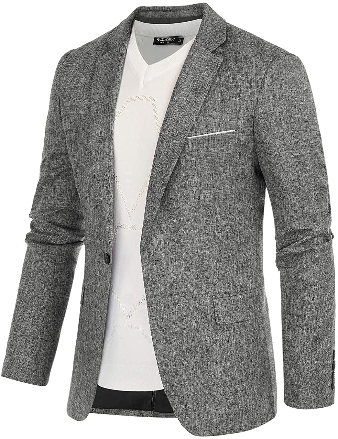 PJ Paul Jones Mens Velvet Blazer Two Button Solid Slim Fit Blazer Sport Coat for Dinner Prom Wedding