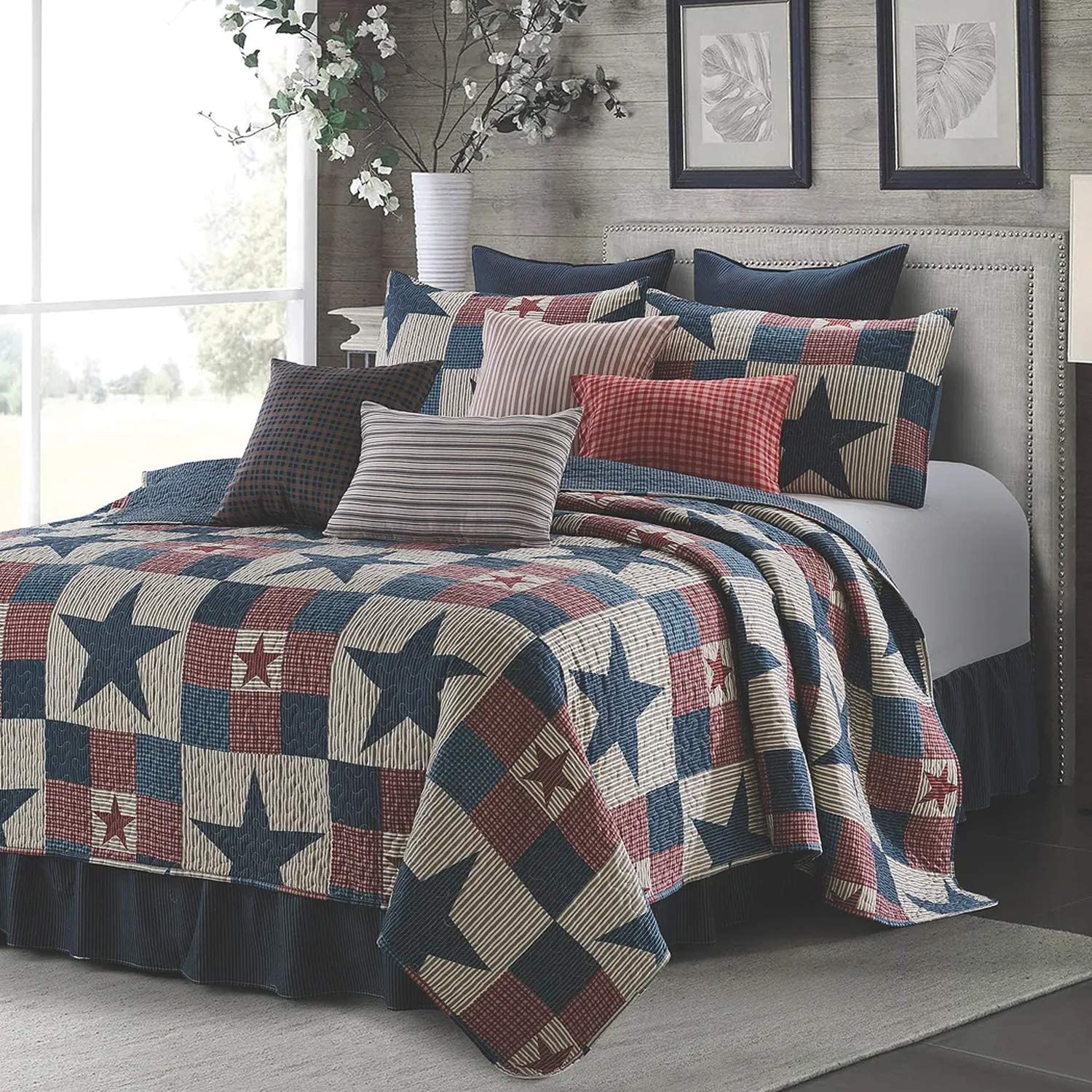 Details about   Virah Bella Collection Phyllis Dobbs Woodland Star Polyester King Blue Patchwork 
