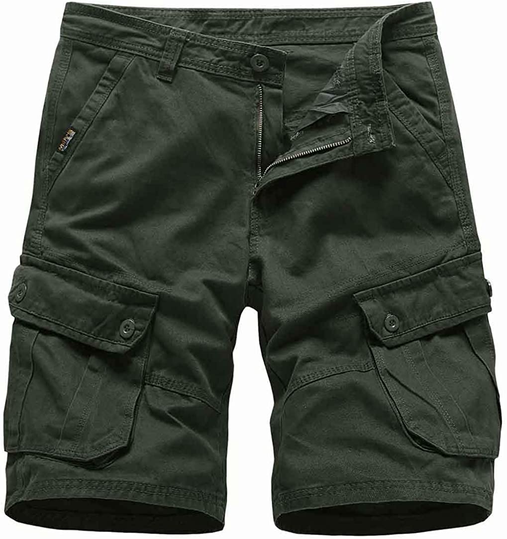 Basoteeuo Mens Cargo Shorts Casual Cotton Lightweight with Multi ...