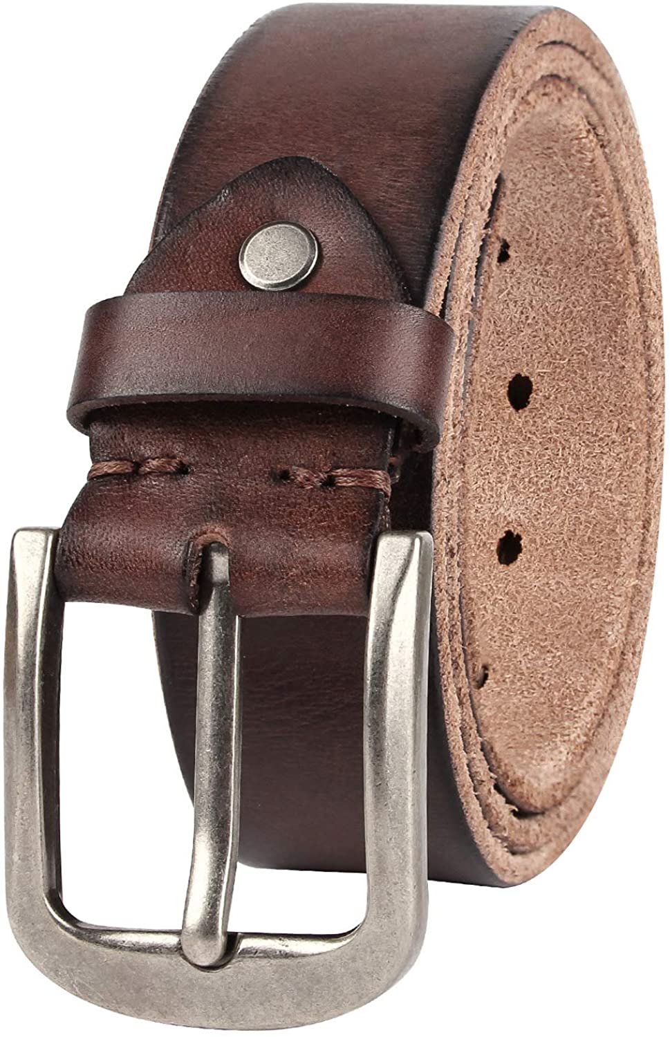 NPET Mens Leather Belt Full Grain Vintage Distressed Style Snap on ...