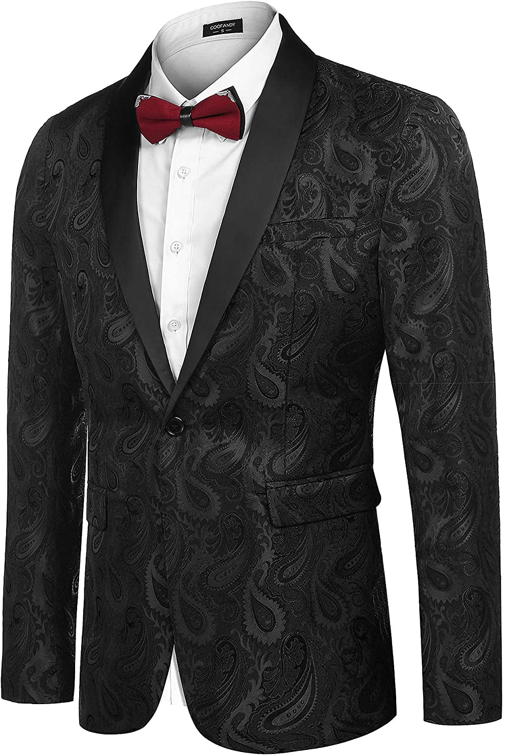 COOFANDY Mens Floral Tuxedo Jacket Paisley Shawl Lapel Suit Blazer ...