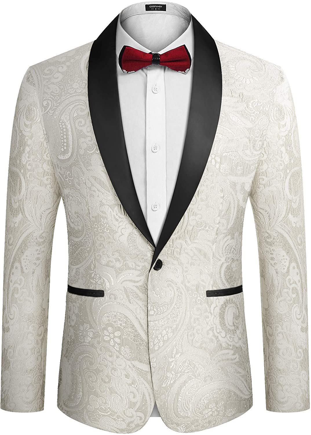 COOFANDY Men's Floral Dress Suit Luxury Embroidered Wedding Blazer Dinner Tuxedo Jacket for Party 