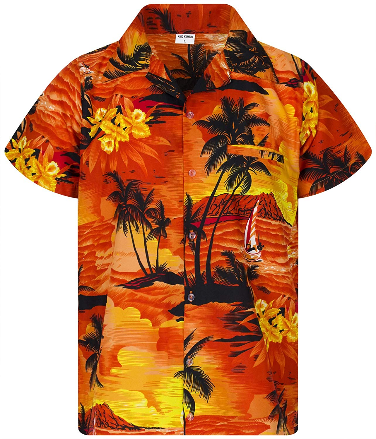 King Kameha Hawaiian Camicia per Uomo Funky Casual Button Down Very Loud Shortsleeve Strelitzie Unisex 