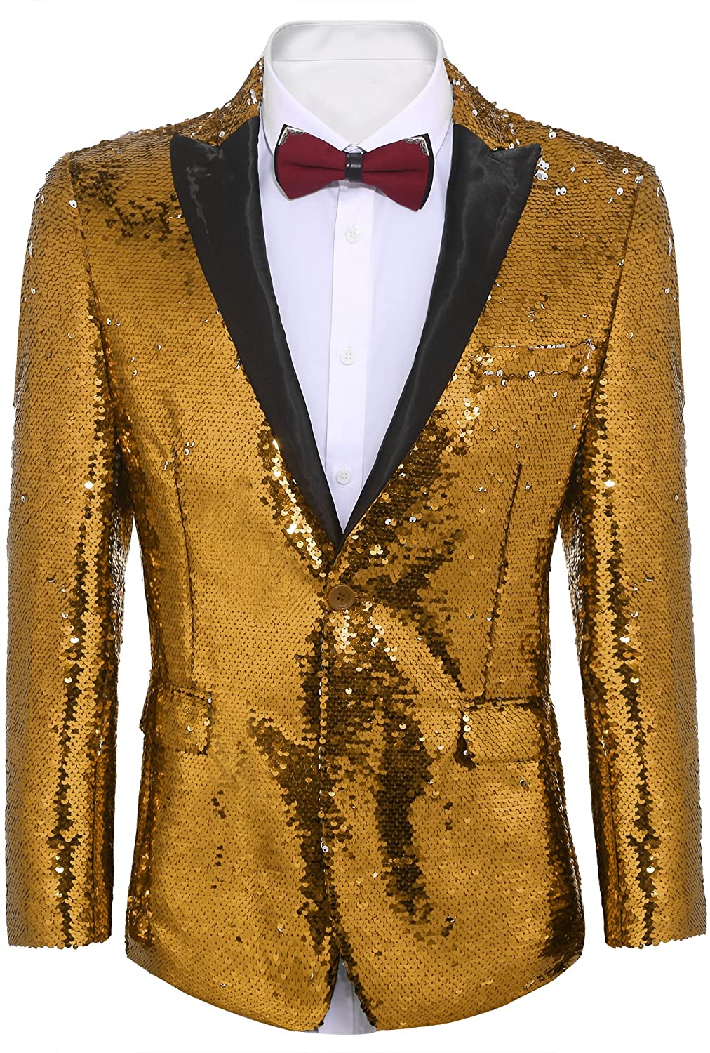 COOFANDY Mens Shiny Sequins Suit Jacket Blazer One Button Tuxedo for Party,Wedding,Banquet,Prom 