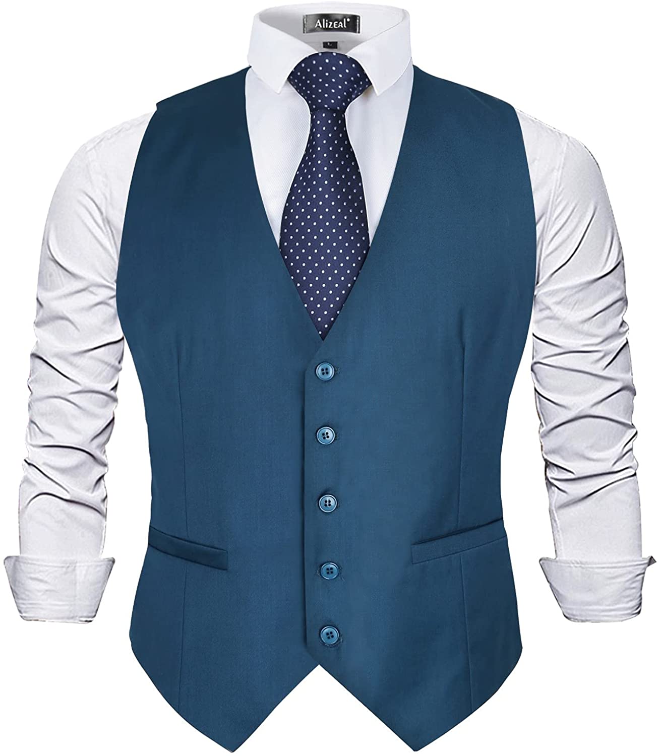 Alizeal Mens Classic Solid Color Business Suit Vest Regular Fit Tuxedo Waistcoat