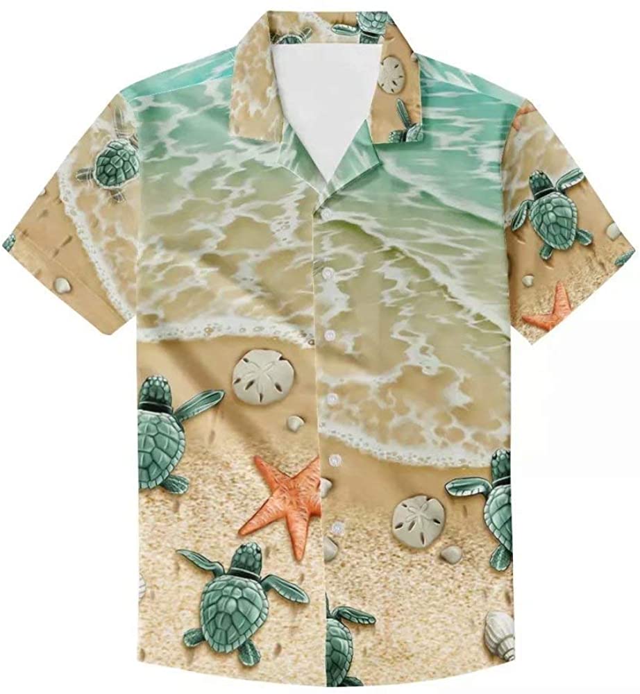 Unique Printed Funky Hawaiian Shirt Men Short Sleeve Shirt Top Blouse for Summer