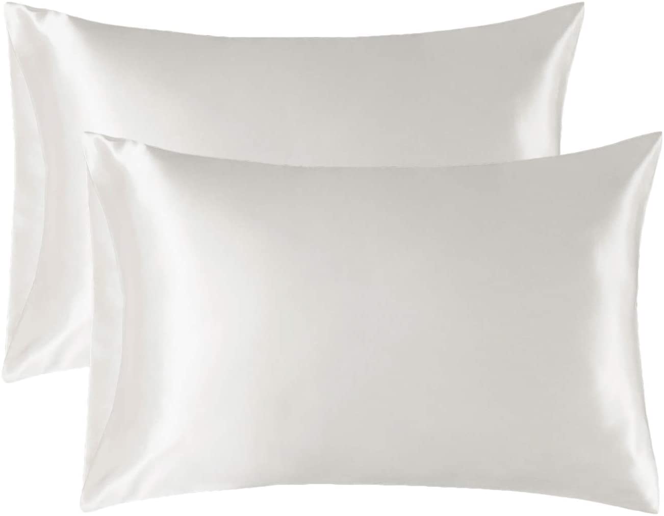 Bedsure Queen Satin Pillowcase 2 Pack with Envelope Closure for Hair and  Skin，Silver Grey