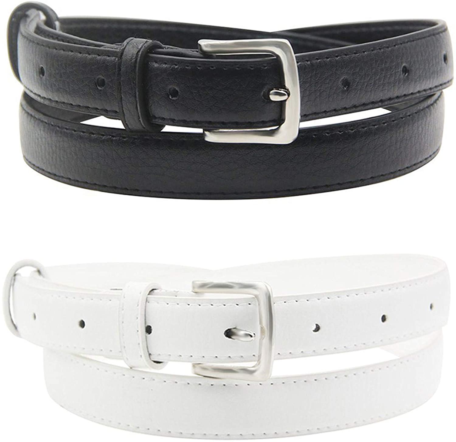 Maikun Womens Skinny Leather Belt Solid Color Pin Buckle Simple Belts 