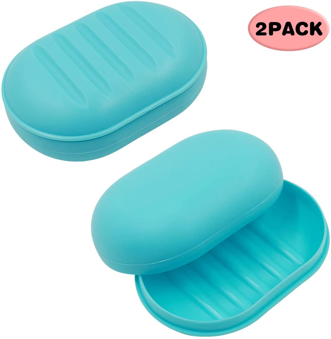 TOPSKY 2-Pack Soap Dish with Drain, Soap Holder, Soap Saver, Easy Cleaning, Dry, Stop Mushy Soap (Gray)