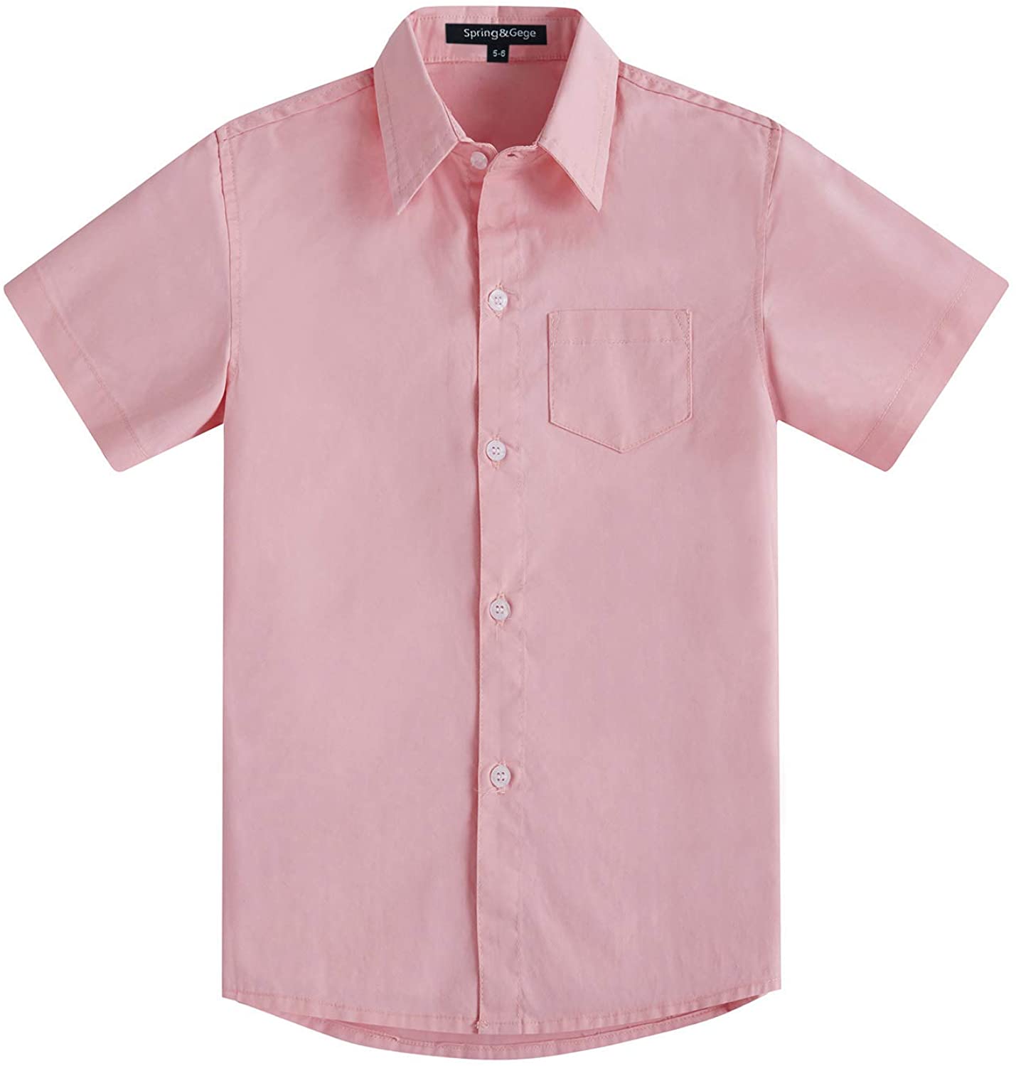 Spring&Gege Boys' Long Sleeve Dress Shirts Formal Uniform Woven Solid