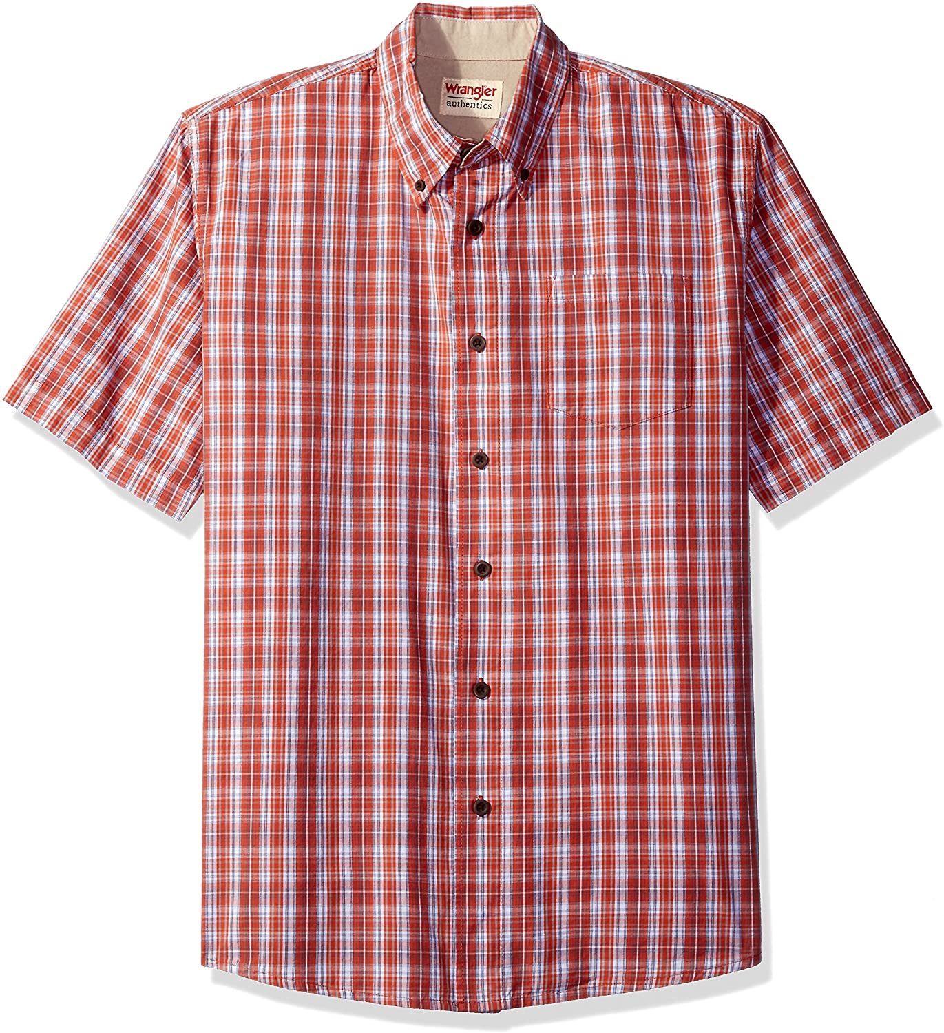 Wrangler Authentics Men s Short Sleeve Classic Plaid Shirt eBay