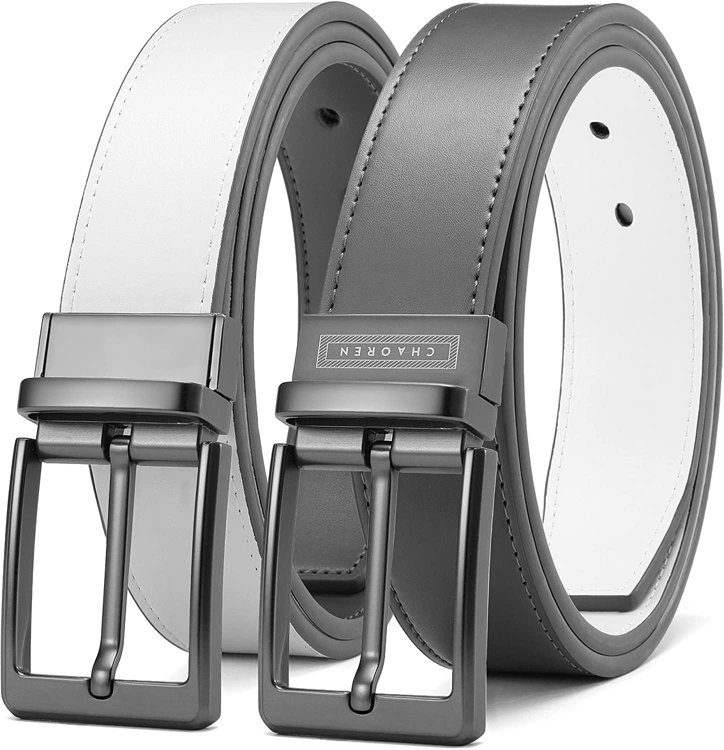 CHAOREN Reversible Belt for Men - Leather Belt for Men 1 3/8 Black & Brown  for Dress Pants - Adjustable Belt Trim to Fit : : Clothing, Shoes