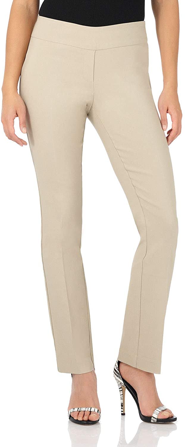 Rekucci Women's Ease Into Comfort Straight Leg Pant with Tummy Control 
