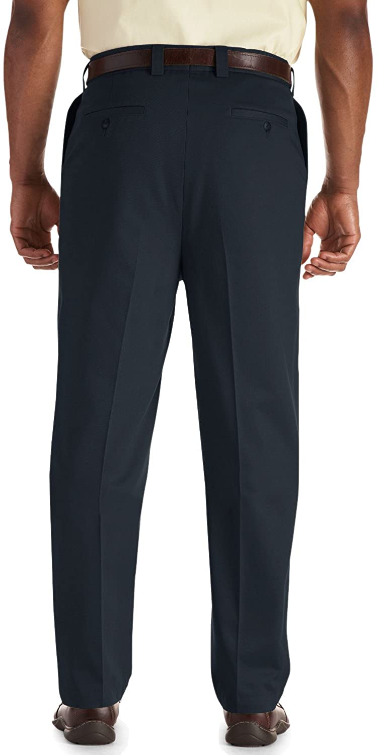 Oak Hill by DXL Big and Tall Pleated Premium Stretch Twill Pants, Navy ...