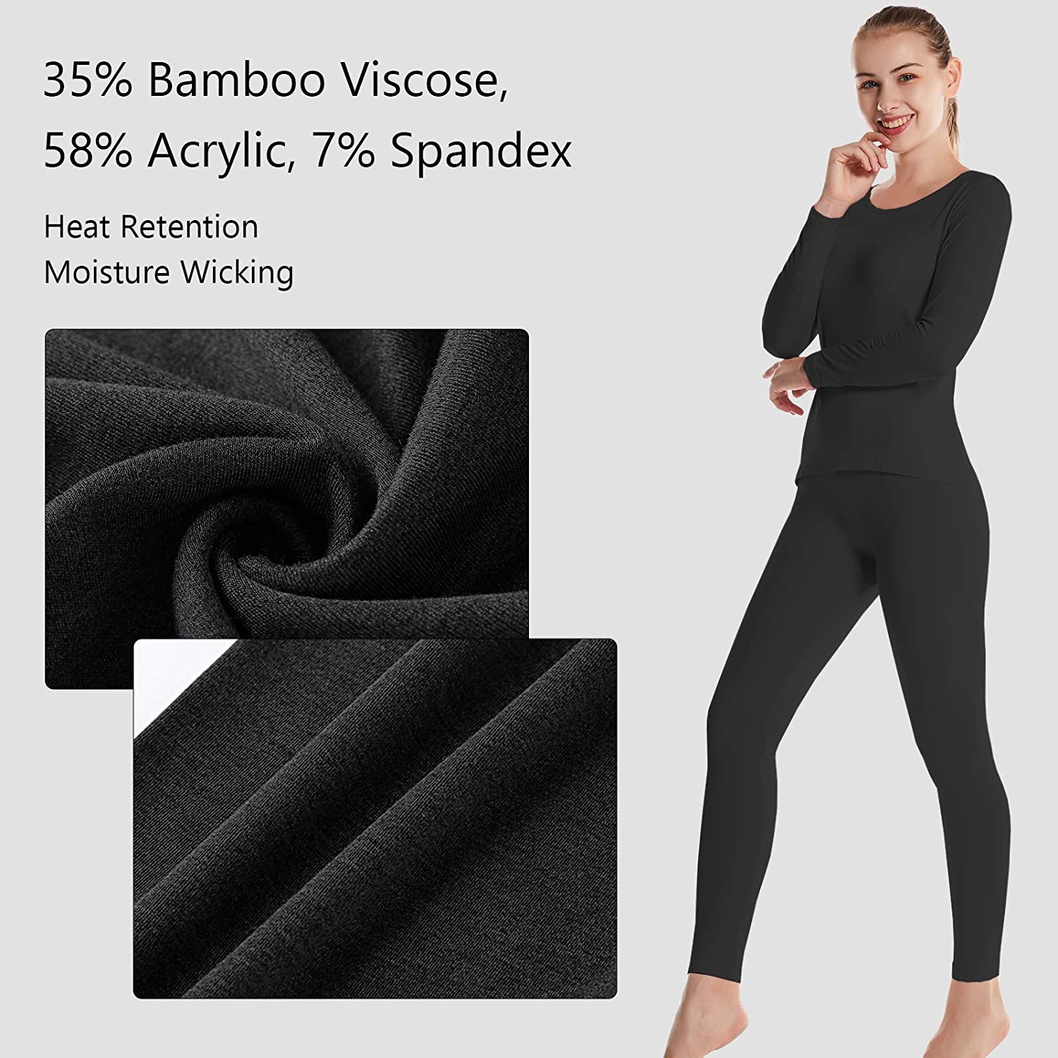 BAMBOOL Cool Women's Thermal Underwear Set Bamboo Viscose | eBay