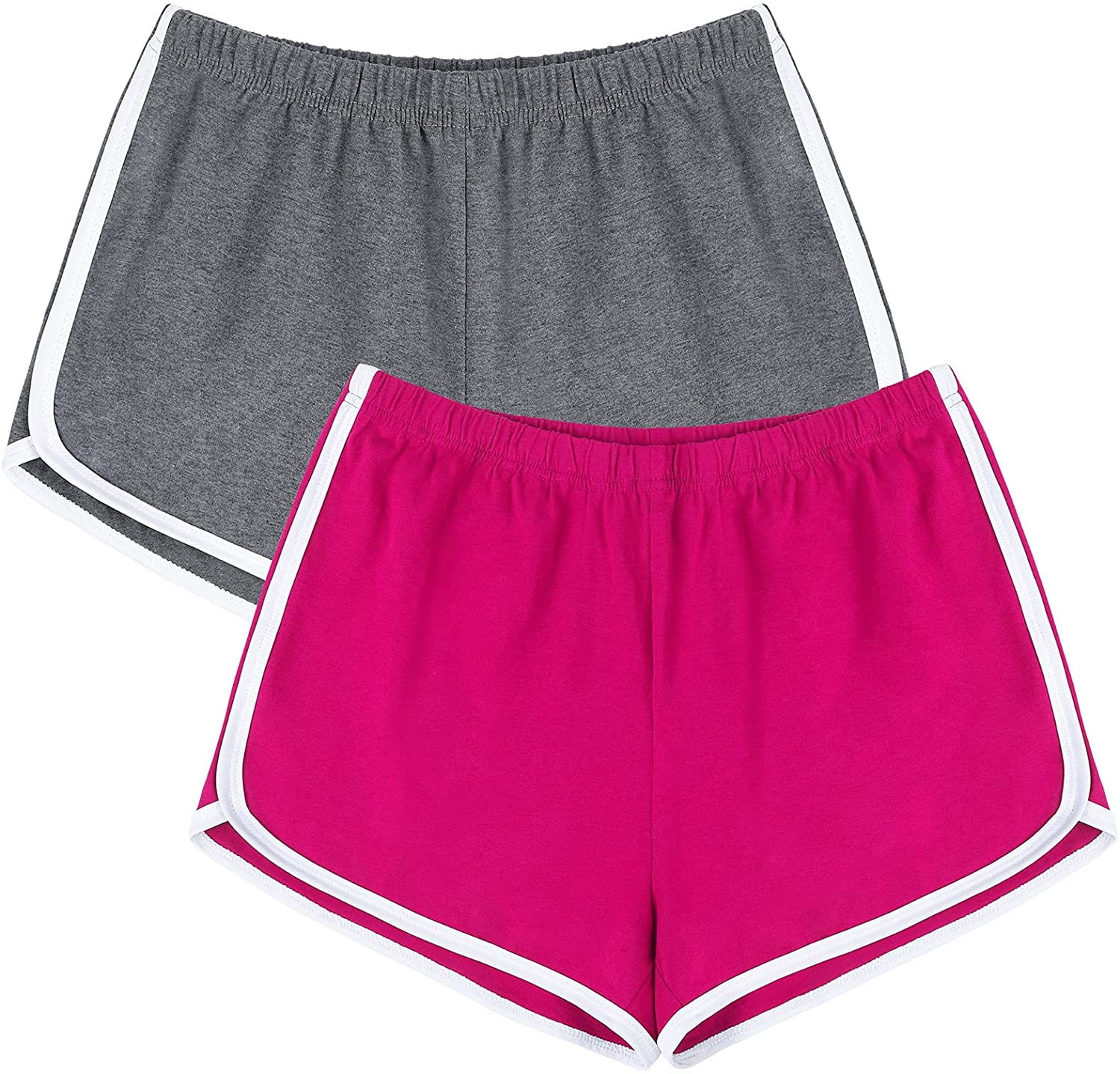 URATOT 2 Pack Cotton Sports Shorts Yoga Short Pants Summer Running